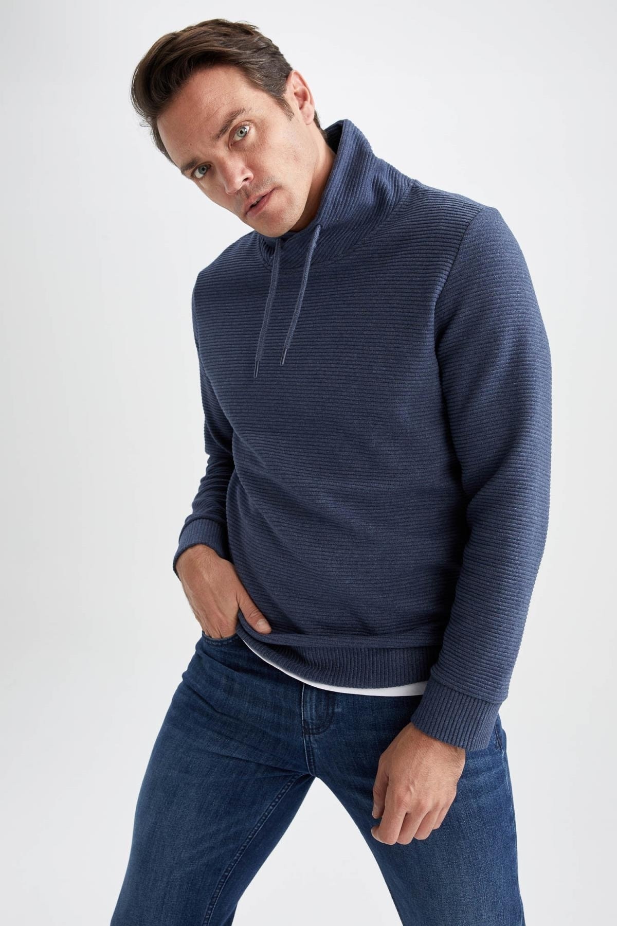 Defacto Regular Fit Şal Yaka Sweatshirt
