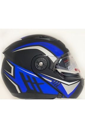 Çene Açılır Kask Mavi Siyah İronhelmets1155