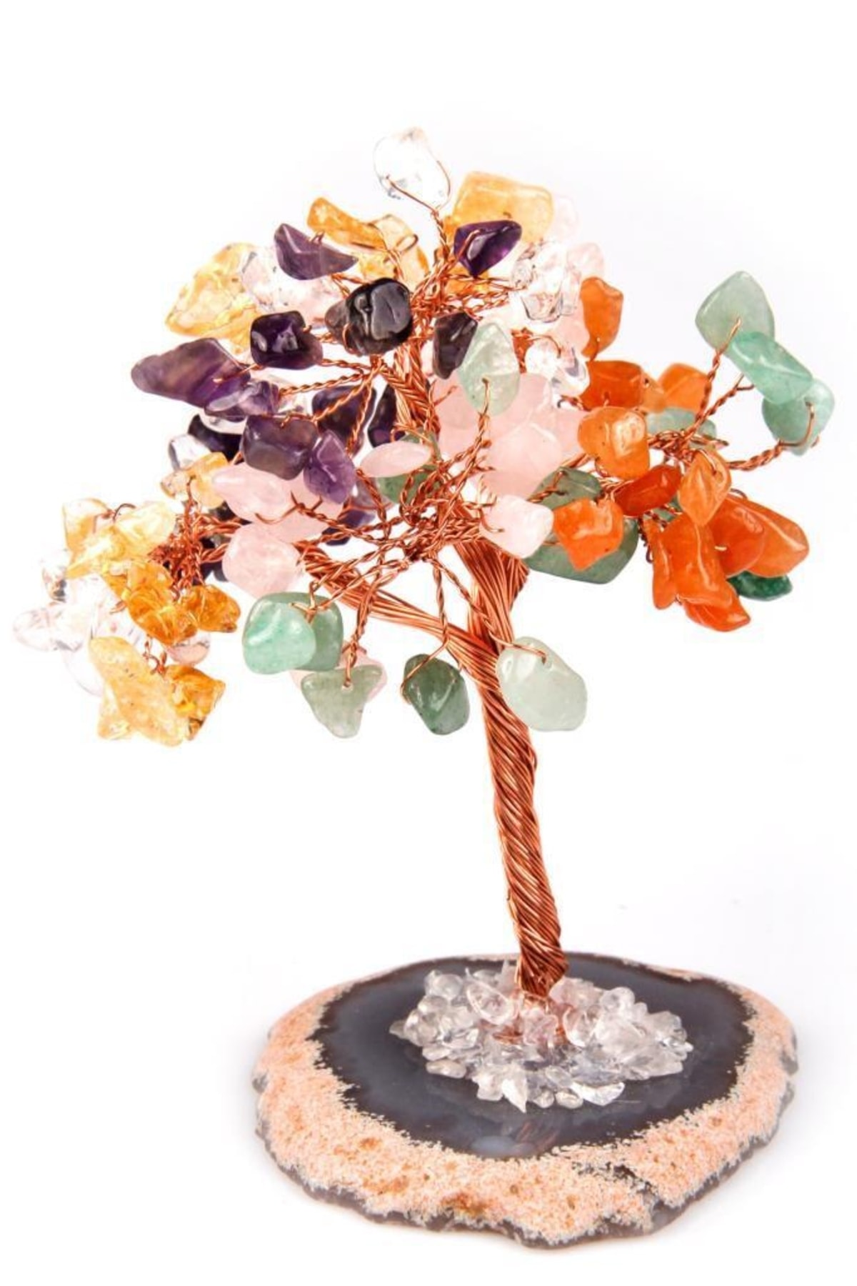 Alibaba Doğaltaş Akik - Çakra Doğal Taş Tel Sarmalı Tasarım Ağaç