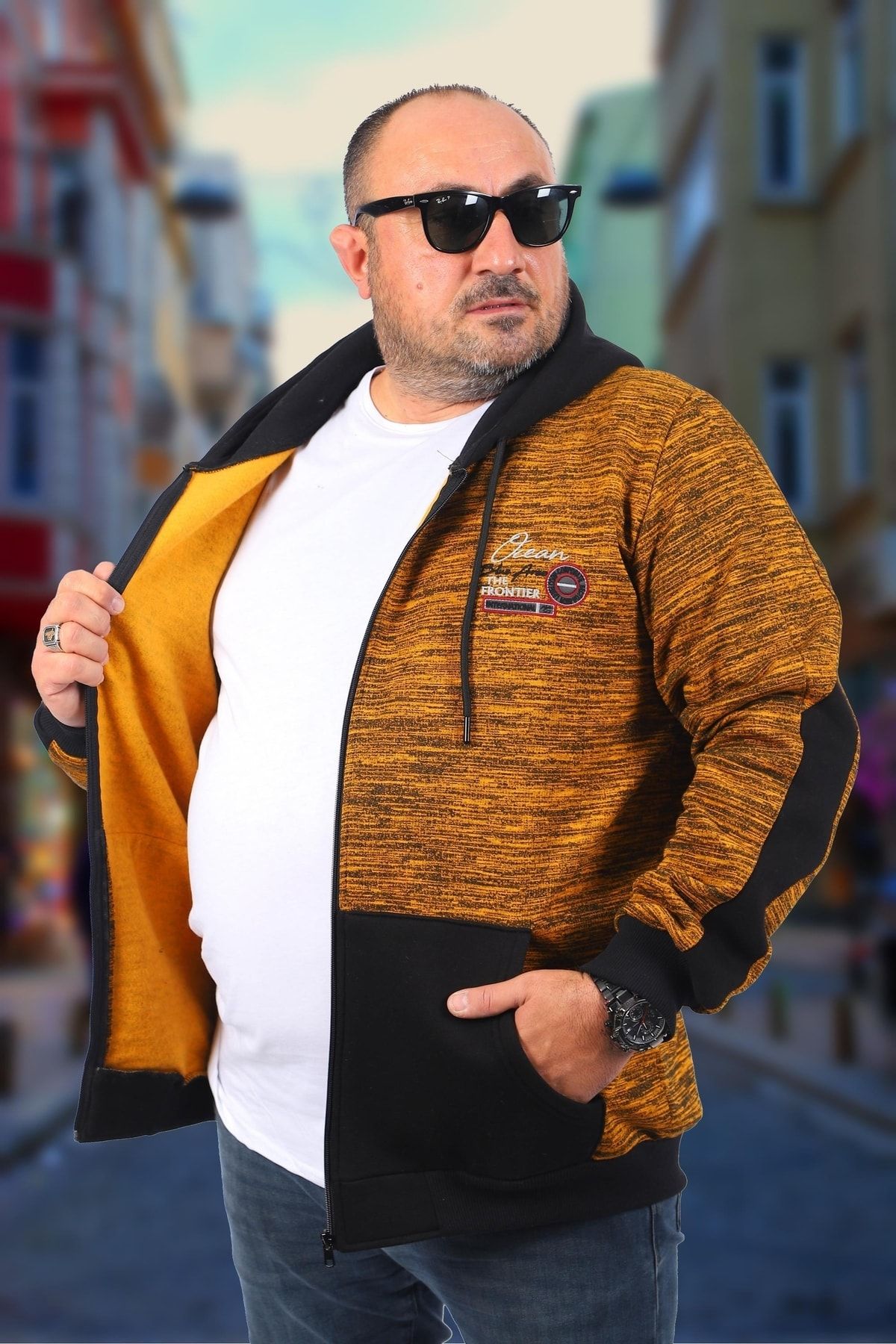 Starbattal Sweat Frontier Pentru Bărbați - Muștar De Mărime Mare Masculin - 2XL