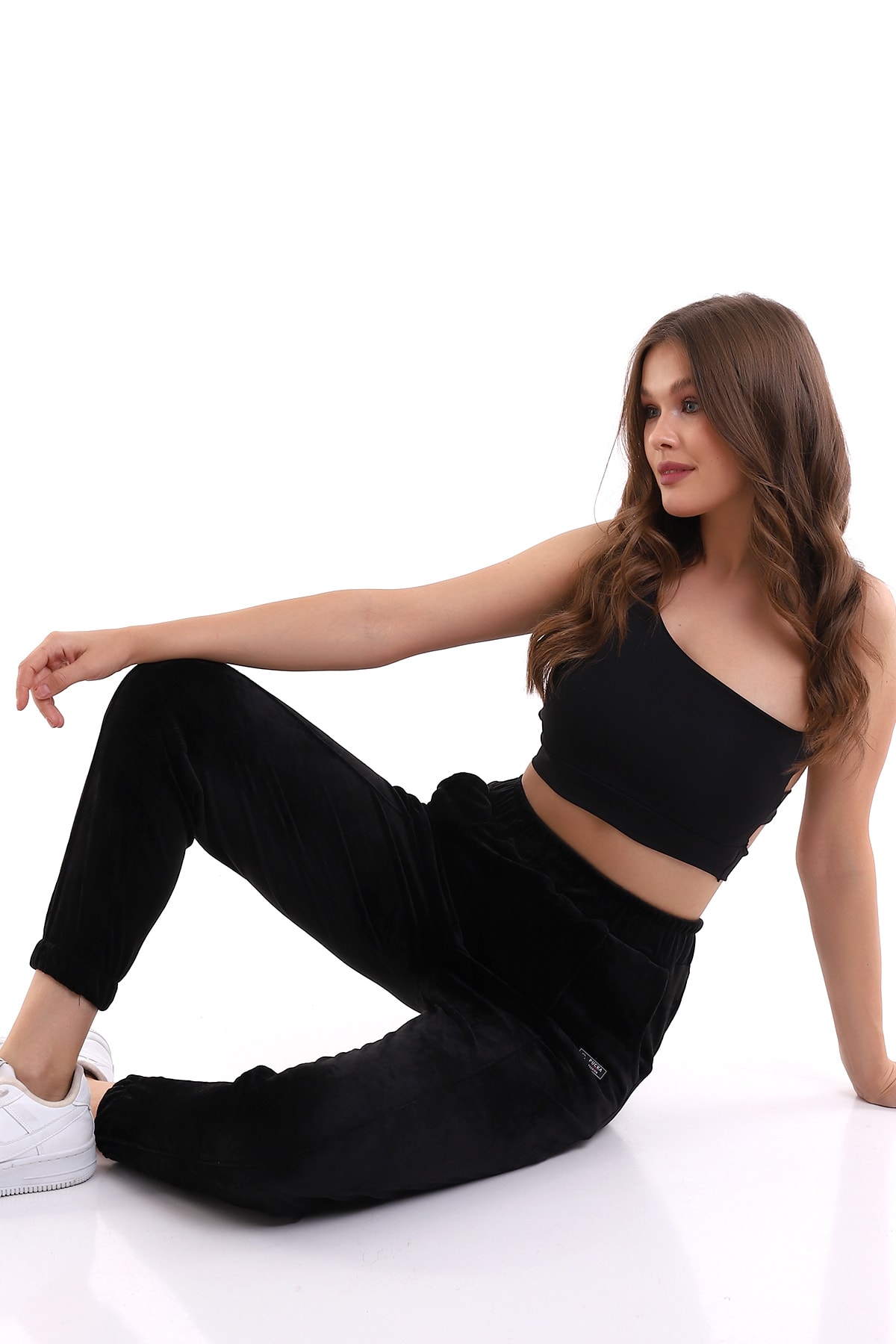 winmoda Siyah Jogger Eşofman Altı Kadife