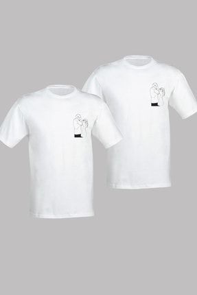 Unisex Beyaz Sevgili Kombini T-Shirt gift-Sevgili-T-shirt106