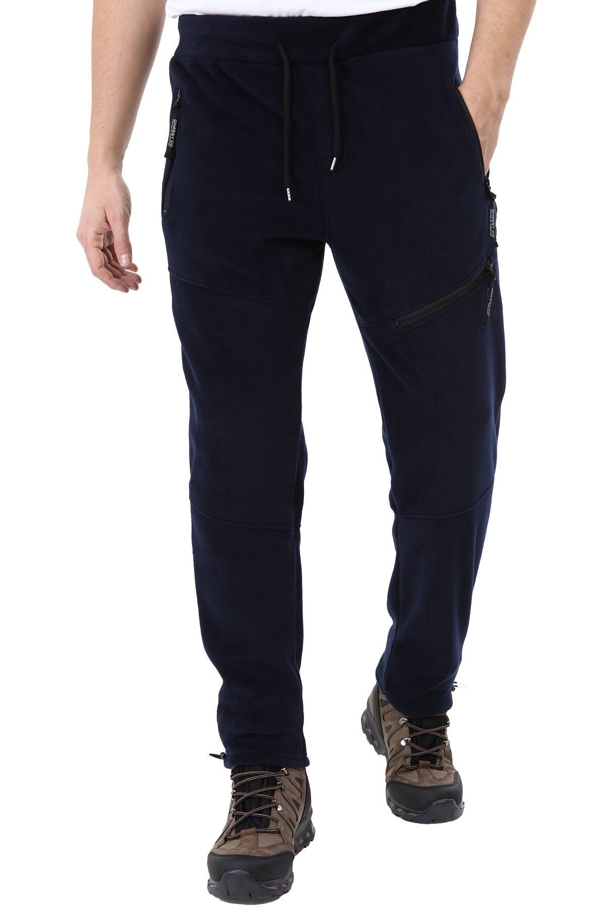 GHASSY CO. Erkek Taktik Cepli Outdoor Lacivert Polar Pantolon