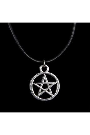 Pentagram Yıldızı Kadın Erkek Davut Yıldız Supernatural Metal Kolye Deri Kayış KLY-610