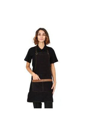Siyah Renk Kot Model Cep Detaylı Askılı Mutfak, Garson, Aşçı, Şef Iş Önlüğü SRKMAÖ1