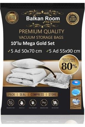 Vakum Hurcu 10'lu Mega Gold Set Vakumlu Hurç Vakumlu Poşet BalkanRoom1091h