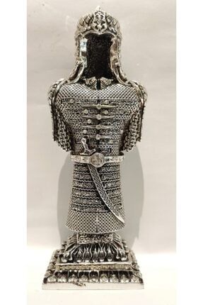 Osmanlı Zırh Tasarımlı Ayetli Biblo Gümüş renk 21x7 cm