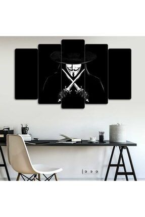 V For Vendetta - 5 Parçalı Dekoratif Tablo DFY-0071