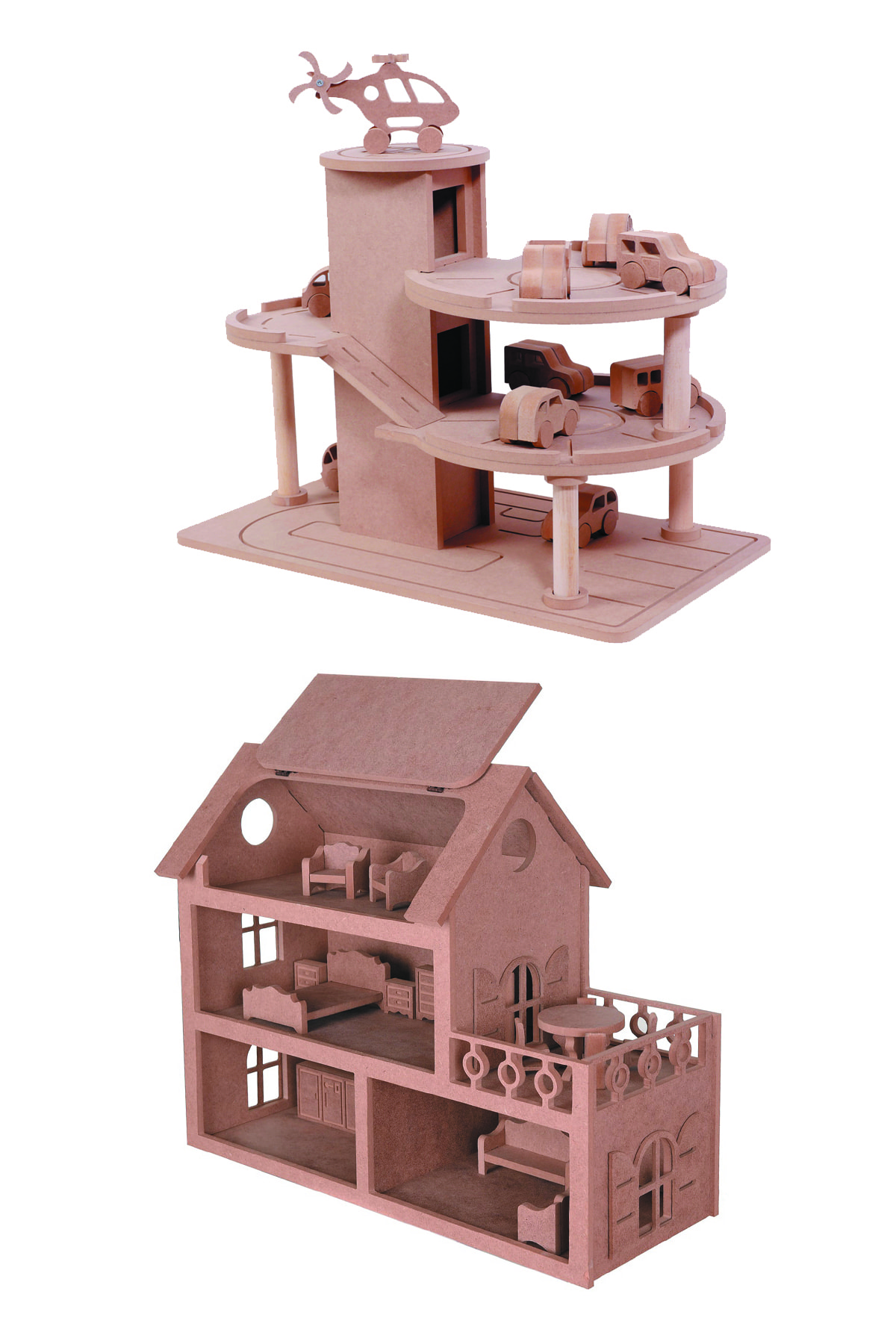 Buradadavar Hobi Ahsap Ahsap Katli Otopark Garaj Araba Hediyeli Ve Barbie Bebek Evi Mobilyali Oyuncak Seti Fiyati Yorumlari Trendyol