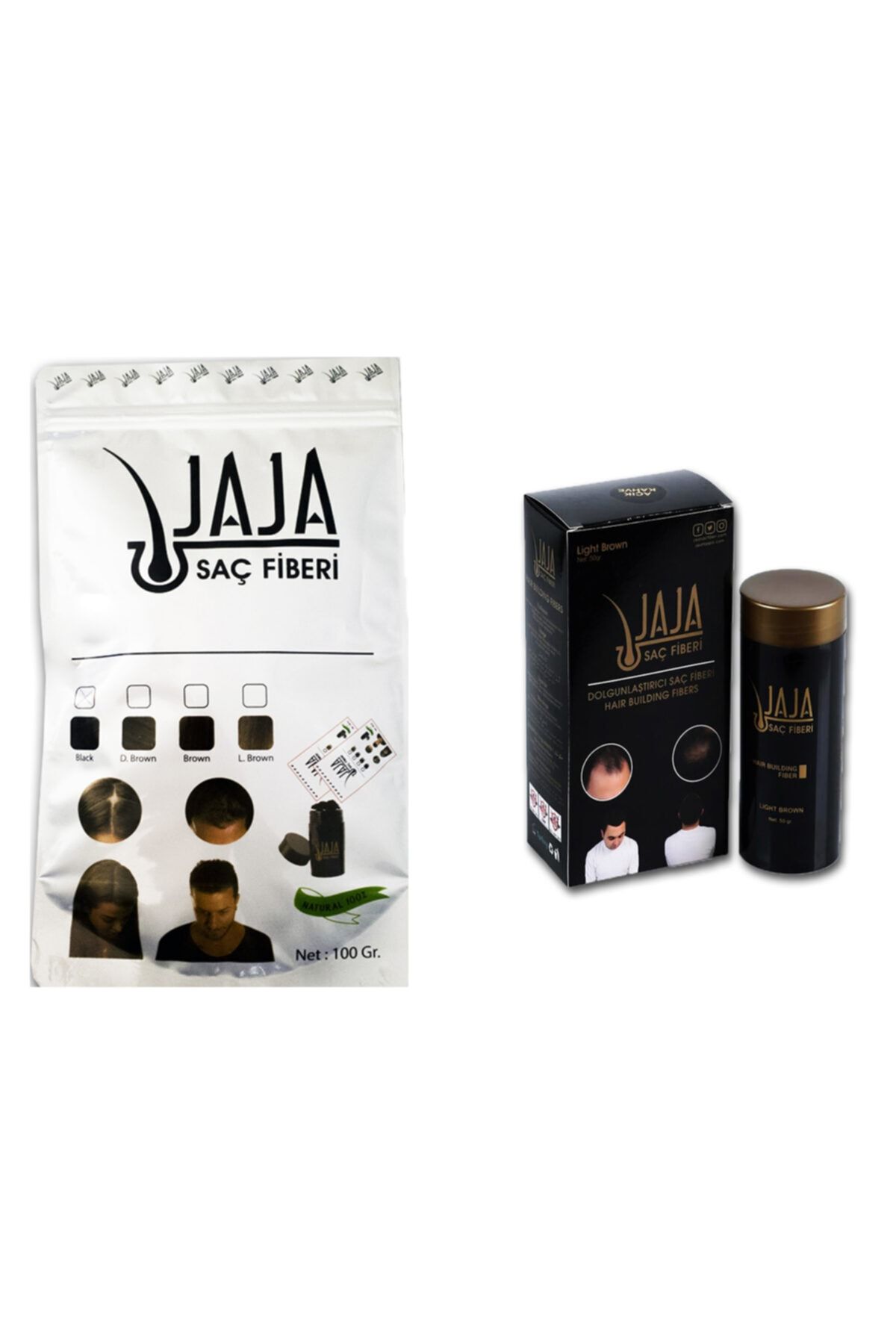 Jaja 50 Gr Koyu Kahve Saç Tozu + 100 Gr Dolum Poşeti Topik Set