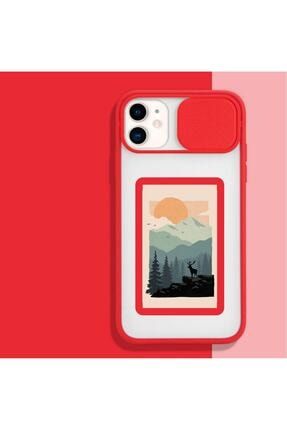 Iphone 11 Manzara Desenli Kamera Korumalı Kırmızı Telefon Kılıfı MCMANZARA