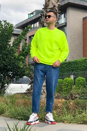 Sarı Neon Oversize Sweatshirt TOS000136