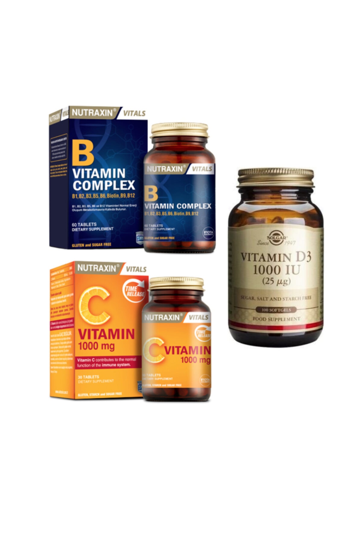 Nutraxin B Vitamin Complex 60 Tablet+ C Vitamini 1000 Mg 30 Tablet ...
