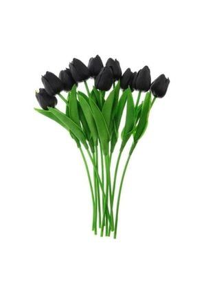 Yapay Çiçek Islak Lale Gerçeksi Doku 10lu Siyah Lale TY77142107