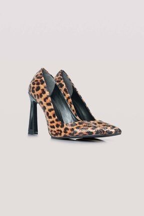 Kadın Kahverengi Leopar Tasarım Topuklu Ayakkabı 20SSMZL7012005-LEOPAR