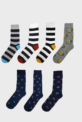 Renkli Tasarım Günlük Çorap Seti 7'li GZC0057
