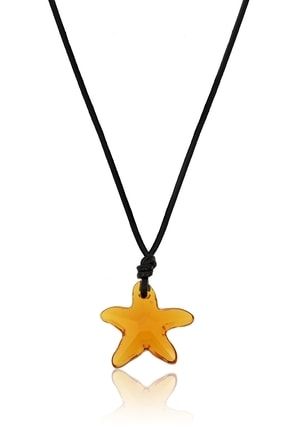 Kadın Swarovski Taşlı Starfish 6721 Topaz Ayarlanabilir İpli Kolye PRG6421