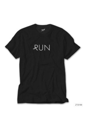 Erkek Run Siyah Büyük Beden T-Shirt ZT3199