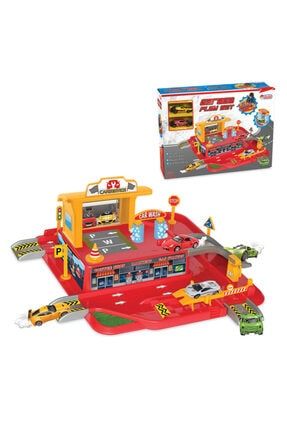Erkek Çocuk Oyuncak Garaj Oyunu Seti Tek Katlı Otopark Oyun Seti Slot Araba Yolu 0550