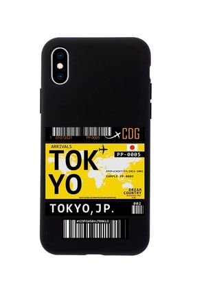Iphone Xs Tokyo Bilet Tasarımlı Siyah Telefon Kılıfı MCIPXSLTKYO