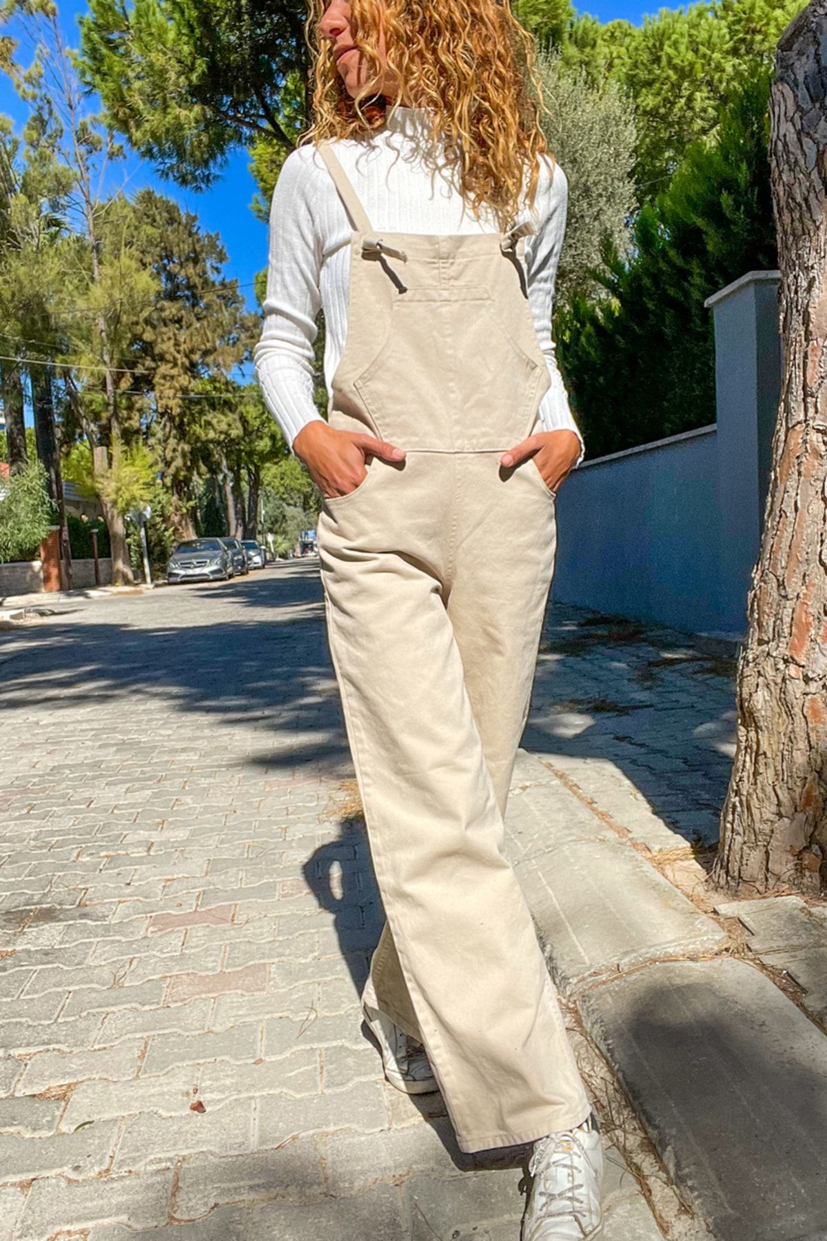 Beige overalls womens new arrivals