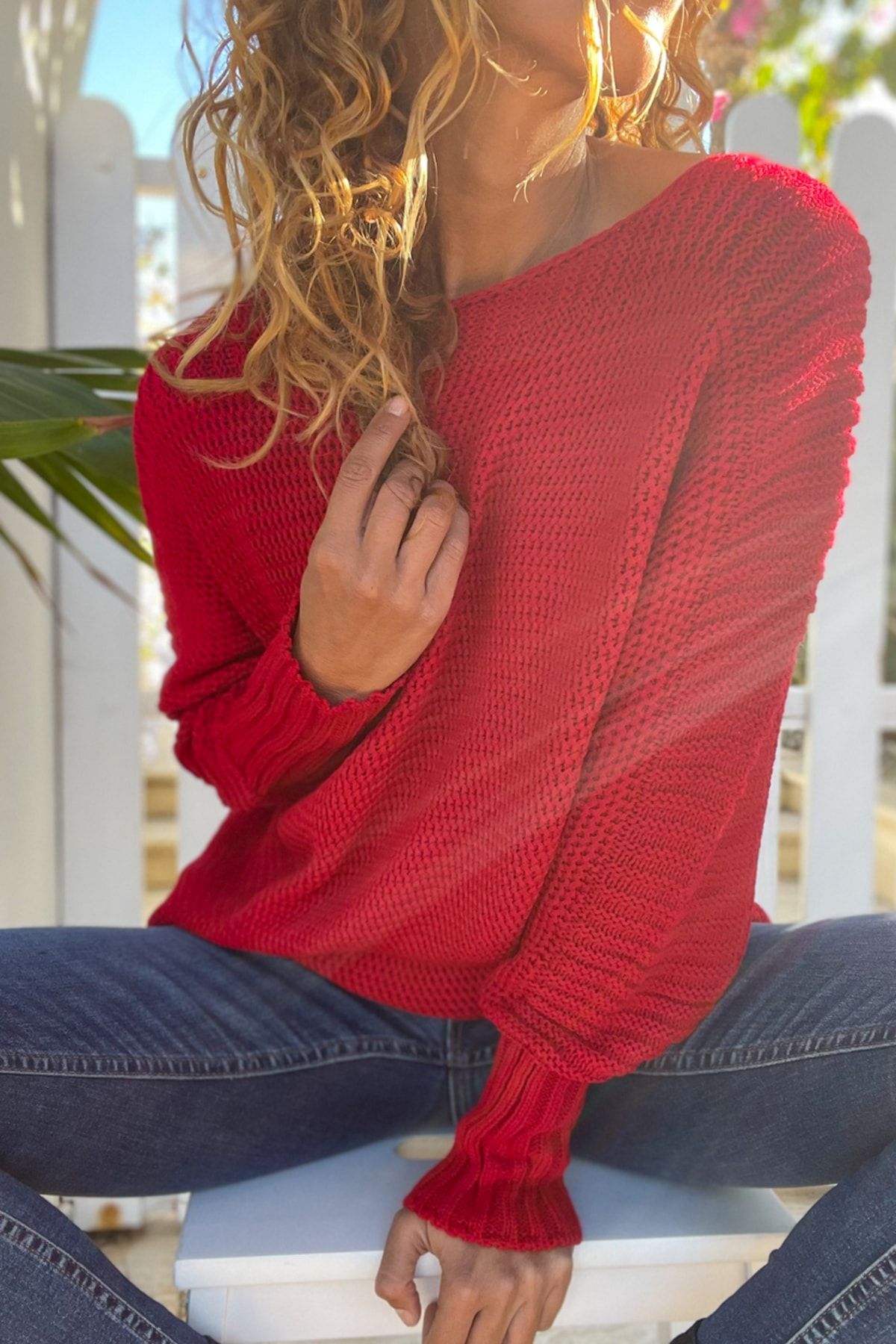 Thin red sweater on sale