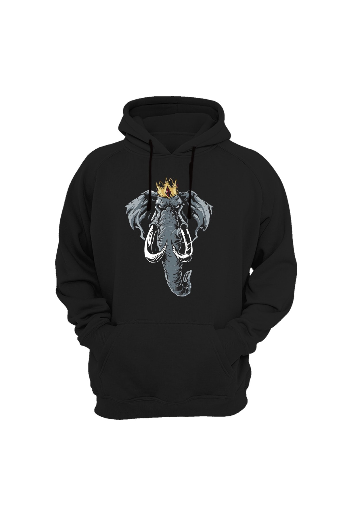 Kings of the Jungle Series Elephant King Printed Thick Hooded Sweatshirt Hoodie