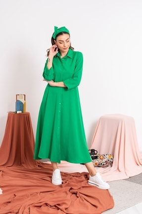 Benetton Uzun Alaçatı Gömlek Elbise GY.ELB.KD.0106