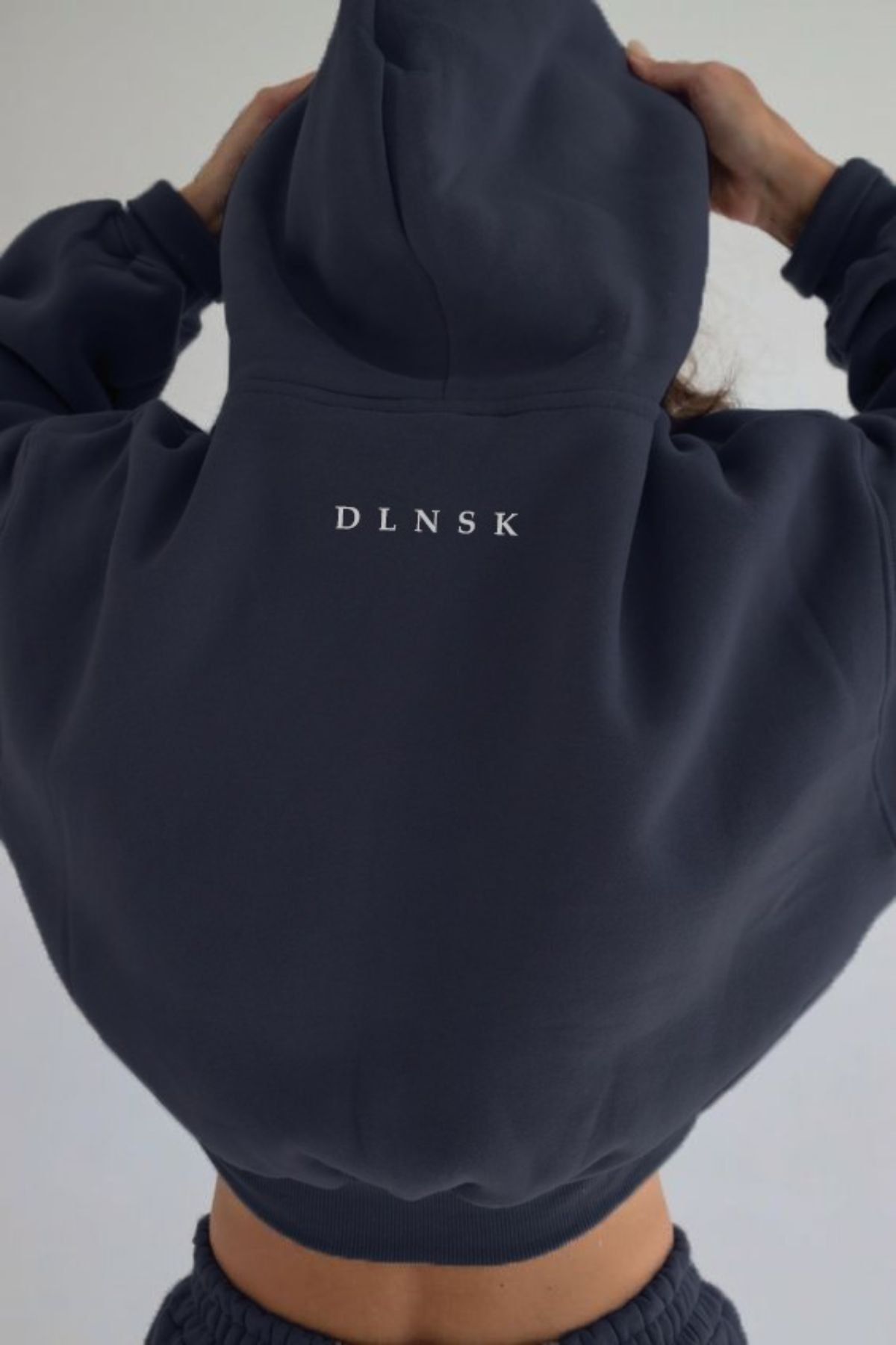 FoxSkin Sportswear&Company Fox Unisex Lacivert Dlsnk Basklı Oversize Kapüşonlu Sweatshirt