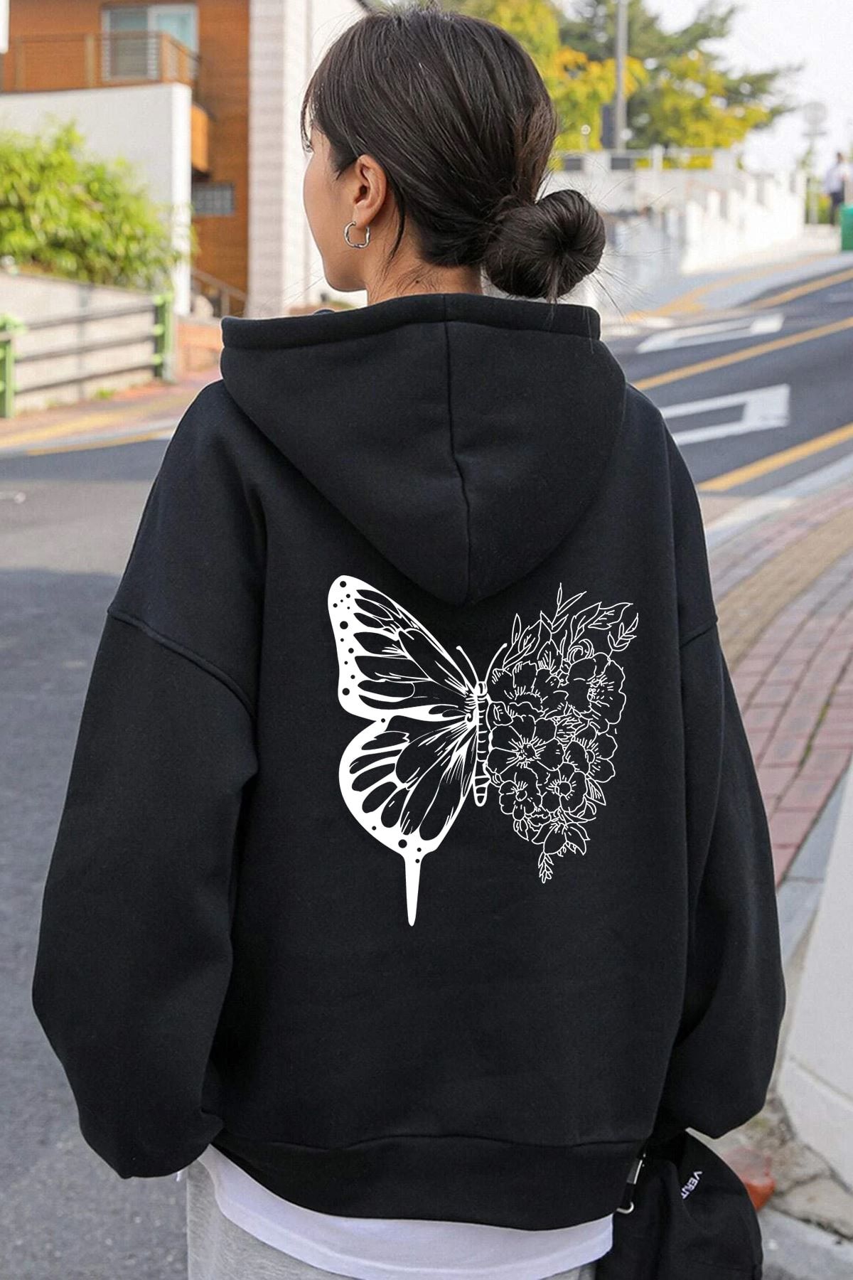 Butterfly embroidered hoodie sale