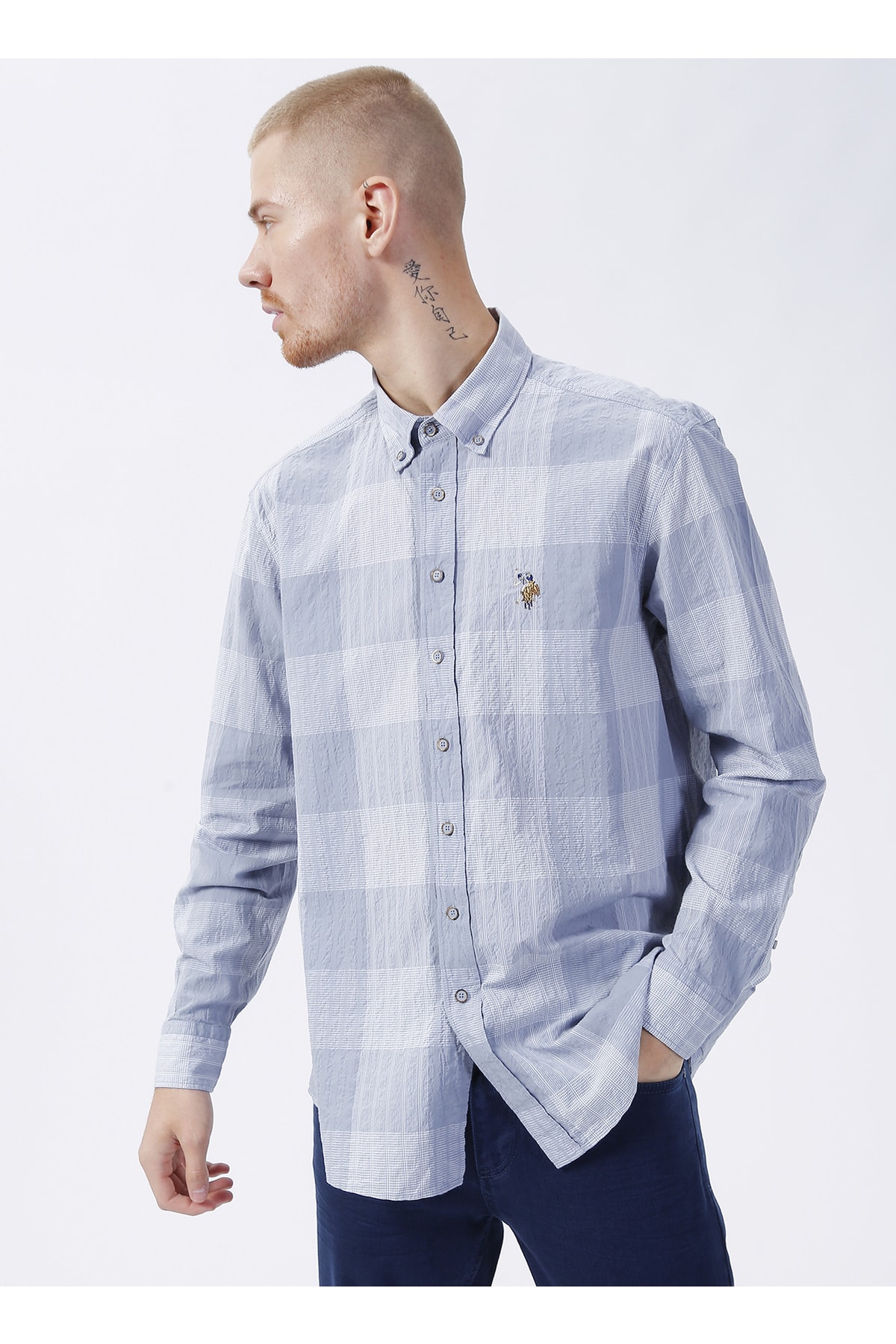 پیراهن مردانه خاکستری یو اس پولو | 5002967176 اورجینال - تصویر 4