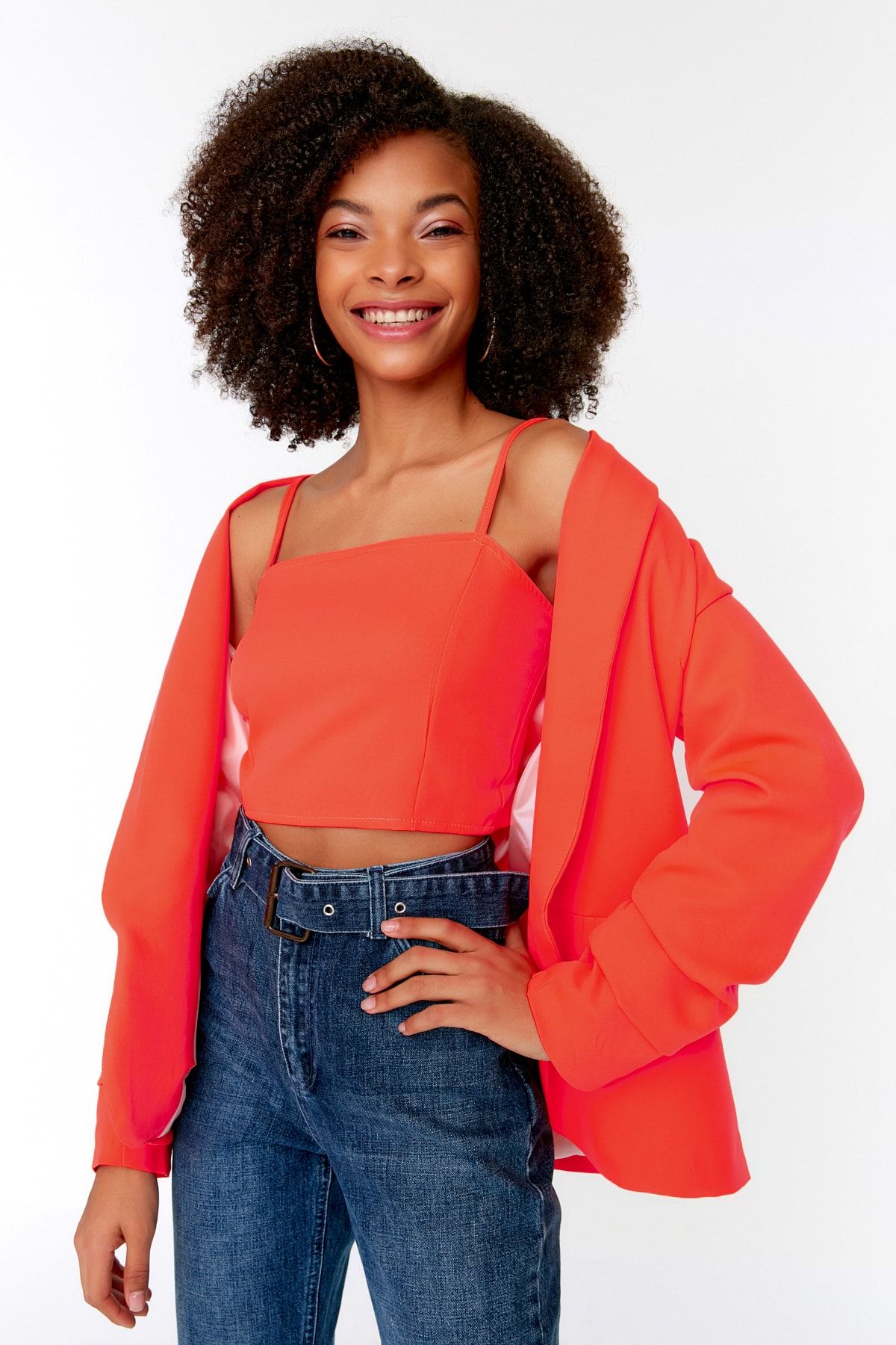 Trendyol Collection Bluse Orange Figurbetont Fast ausverkauft