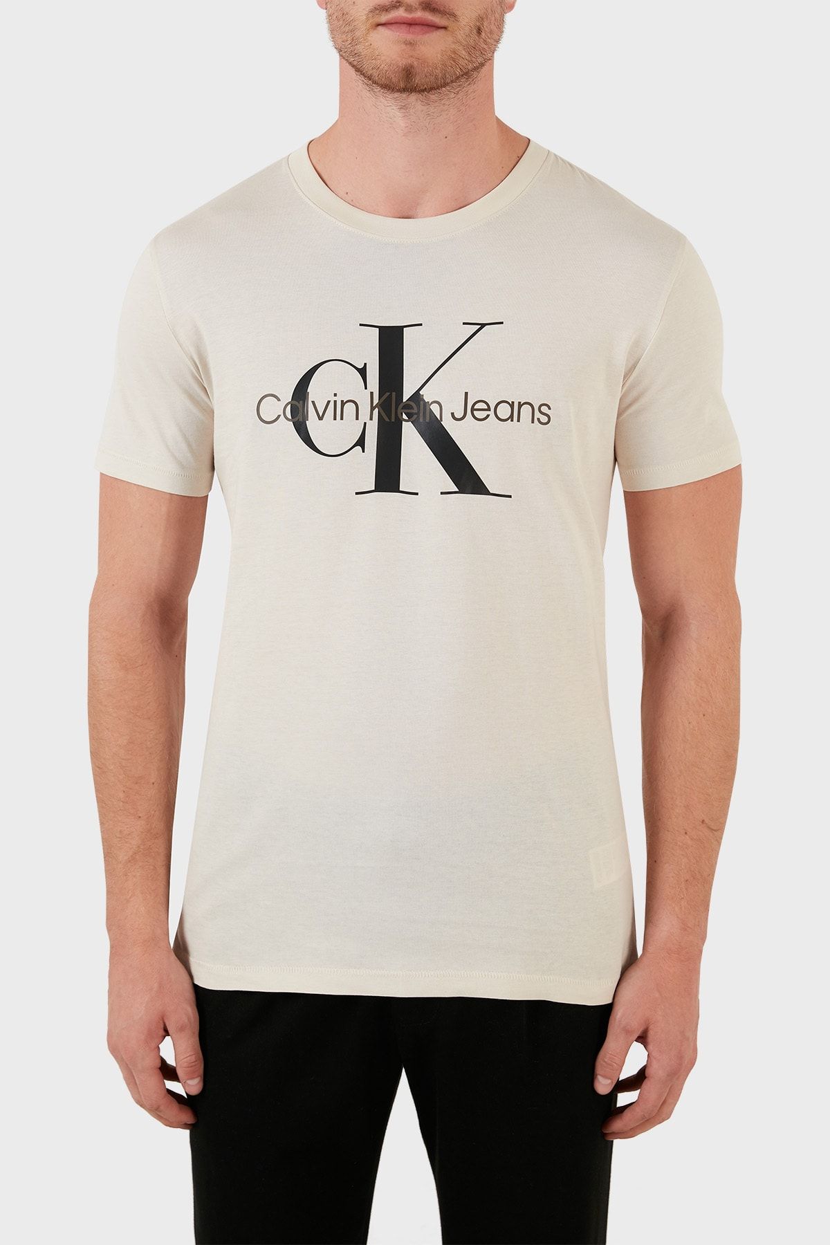 Calvin Klein T Shirt Beige Slim Fit Trendyol