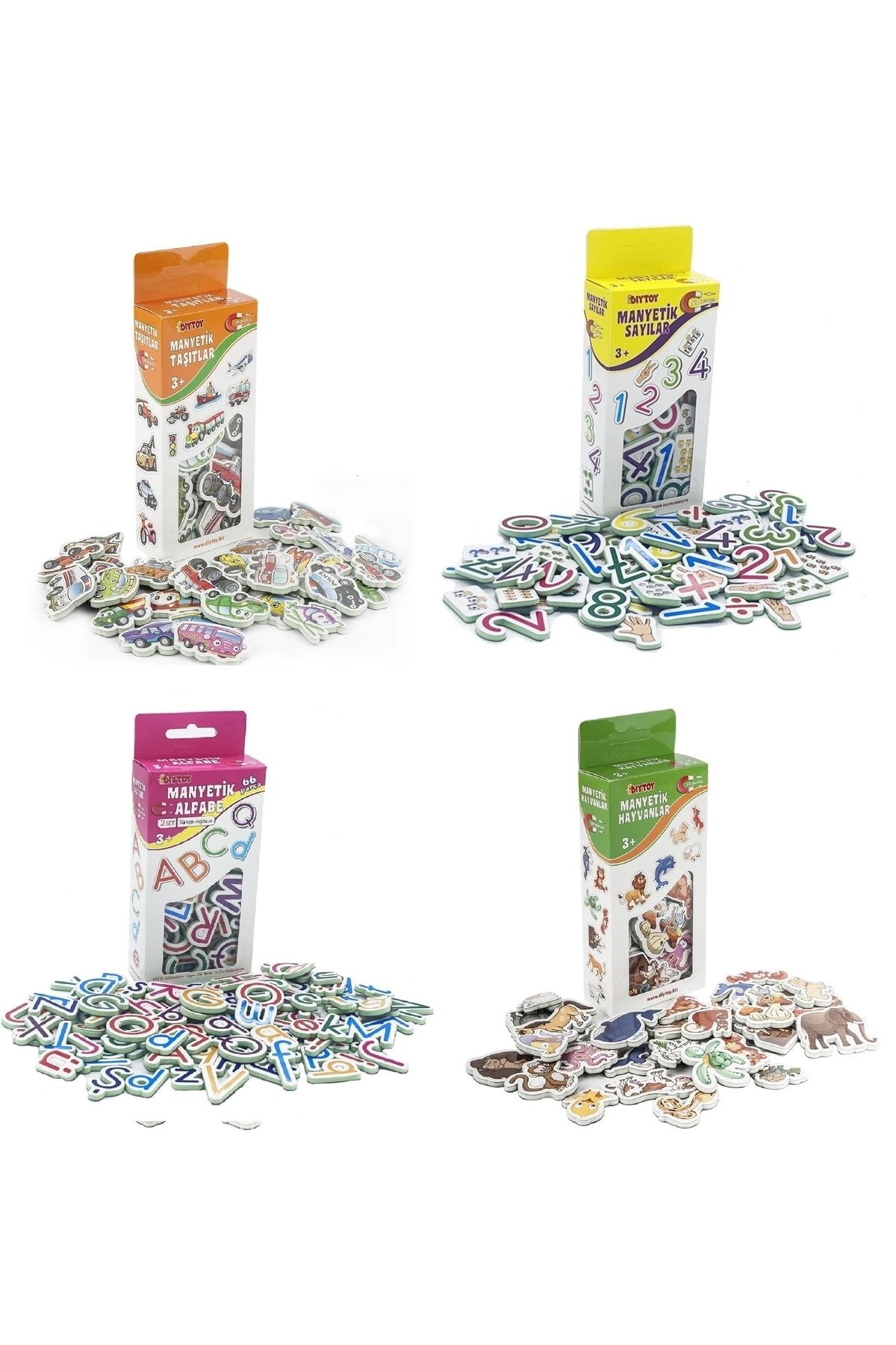 Mıknatıslı Aktivite Kartları Manyetik Sayılar, Taşıtlar, Hayvanlar, Alfabe Set 3+ Yaş 4lü Set