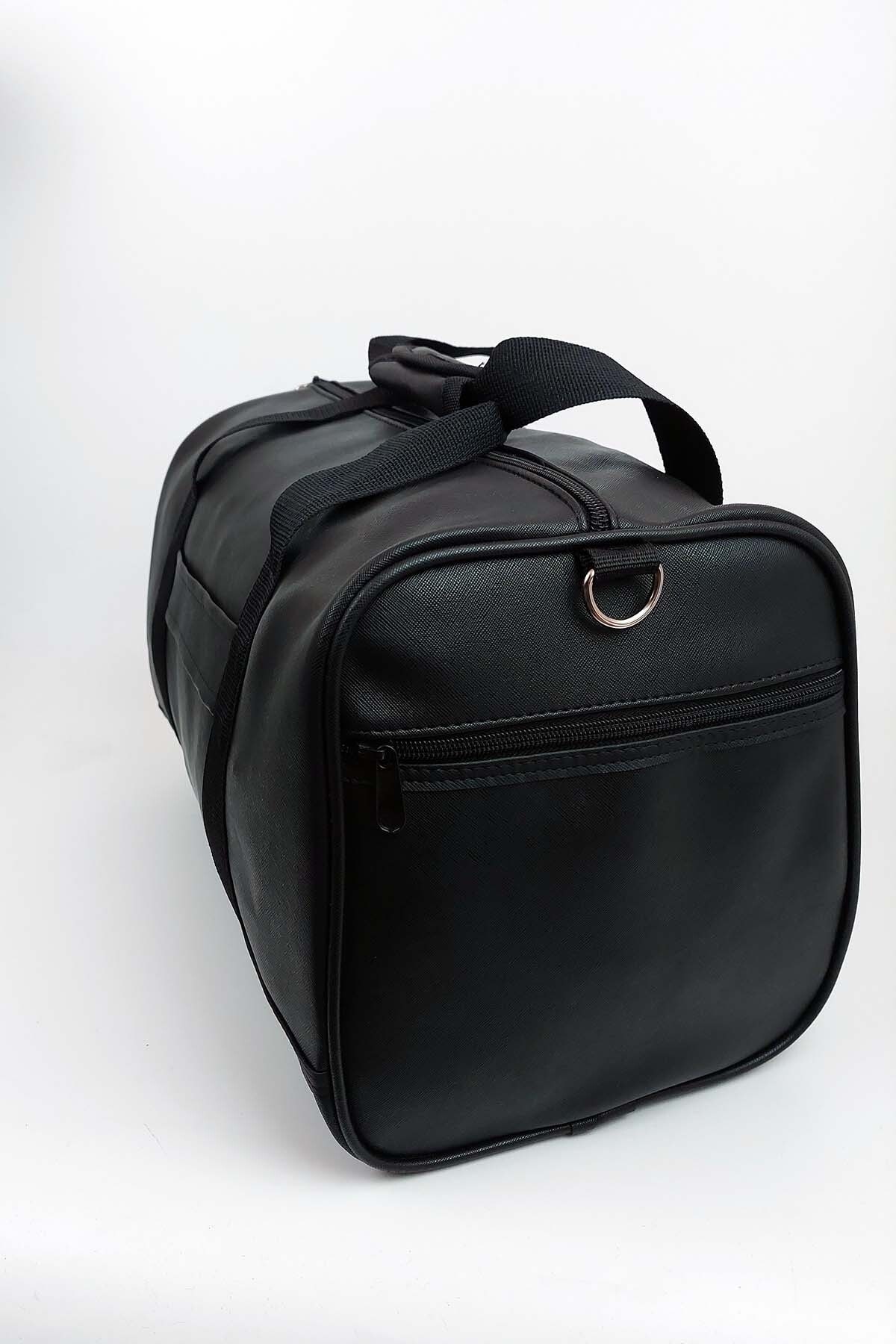 toxo  Siyah Unisex Deri Seyahat&fitness Bag&spor Çantası - Omuz & Askılı Yan Ayakkabı Bölmeli Spor Çantası - Görsel 5