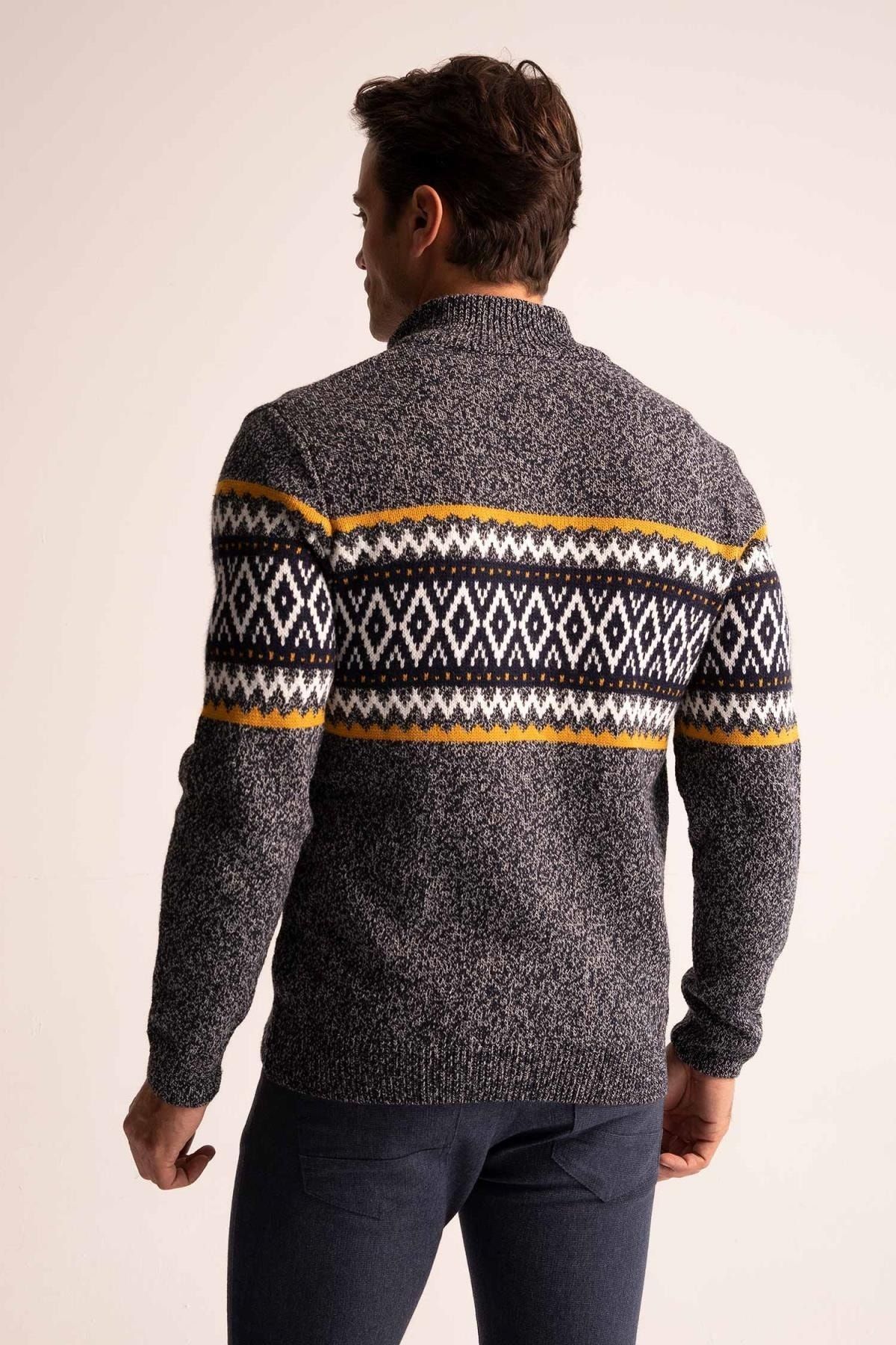 DeFacto-Regular Fit Half Turtleneck Cardigan 6