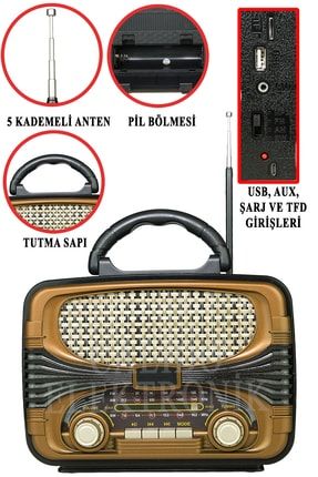 Rt-807 Nostaljik Radyo Bluetooth Usb Sd Kart Destekli Fm Radyo Müzik Kutusu Mp3 STELLA254