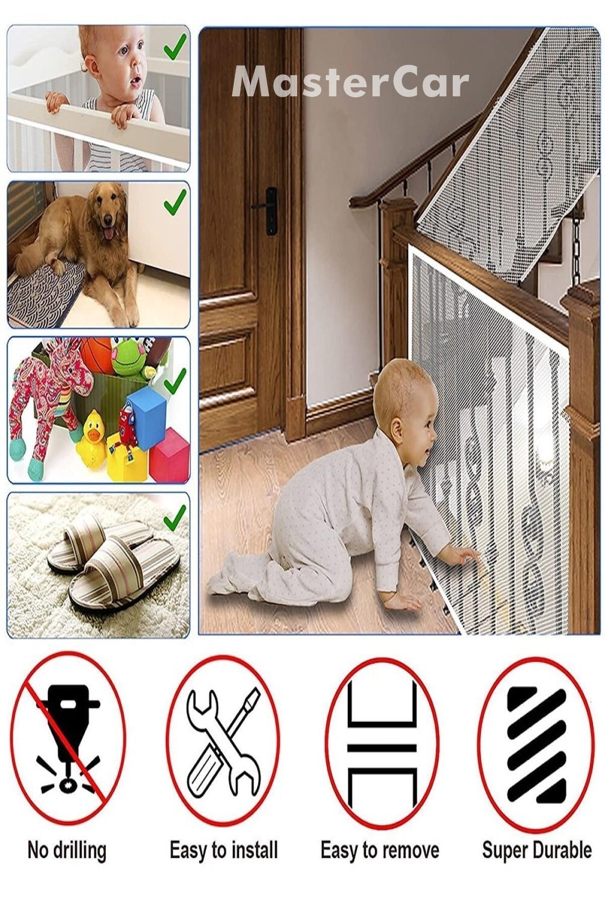 MasterCar Korkuluk Balkon Ve Merdiven Filesi Çocuk Güvenlik Filesi Düşme Sıkışma Önleyici File 250cm X 80cm fotoğrafı 7 (önizleme)