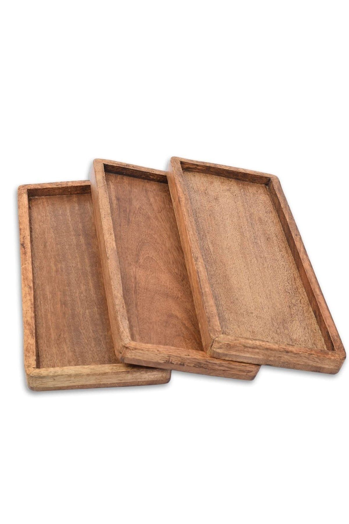 Alyones Walnut Wooden Serving Plate with Raised Edges Decorative