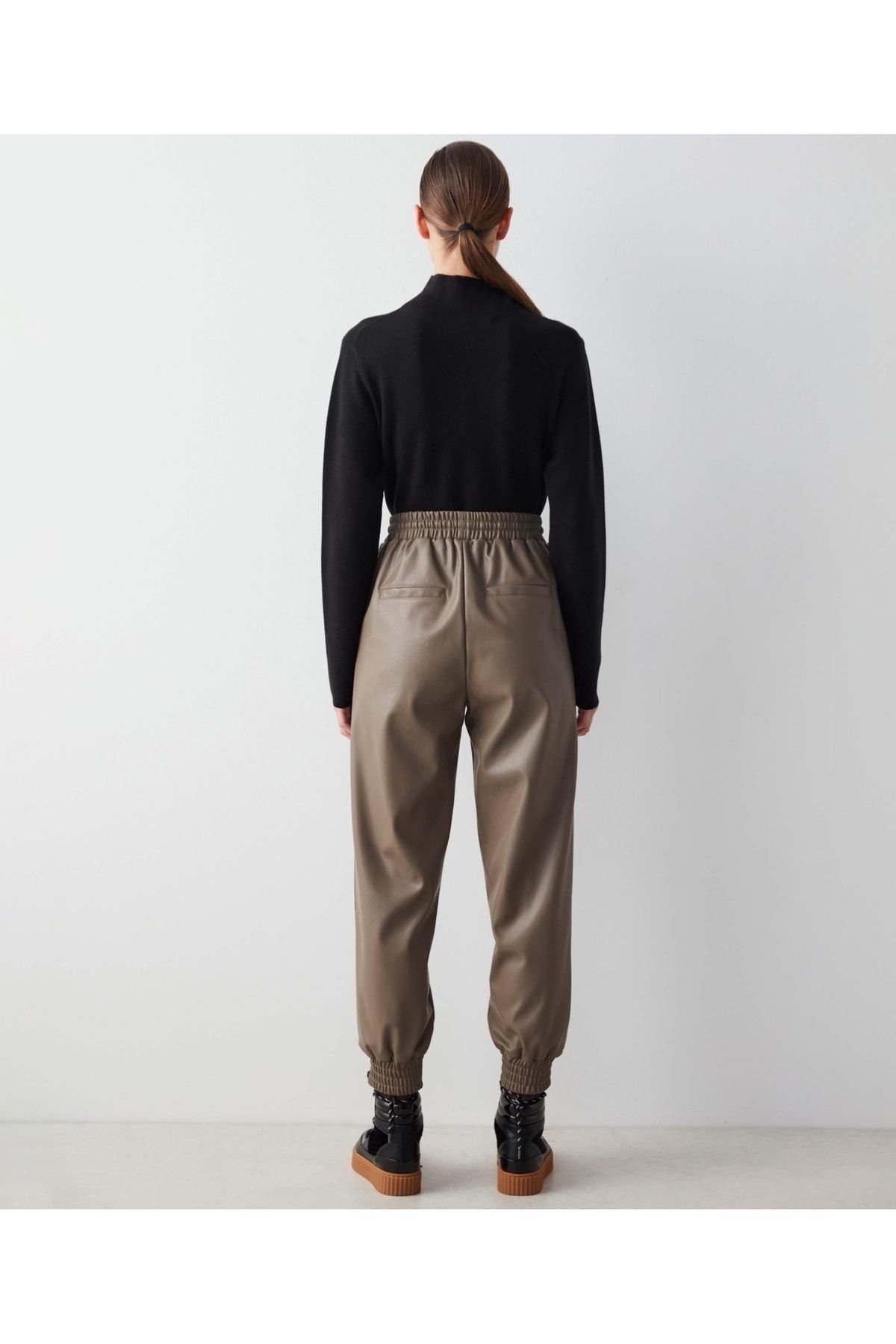 Leather look store jogger pants