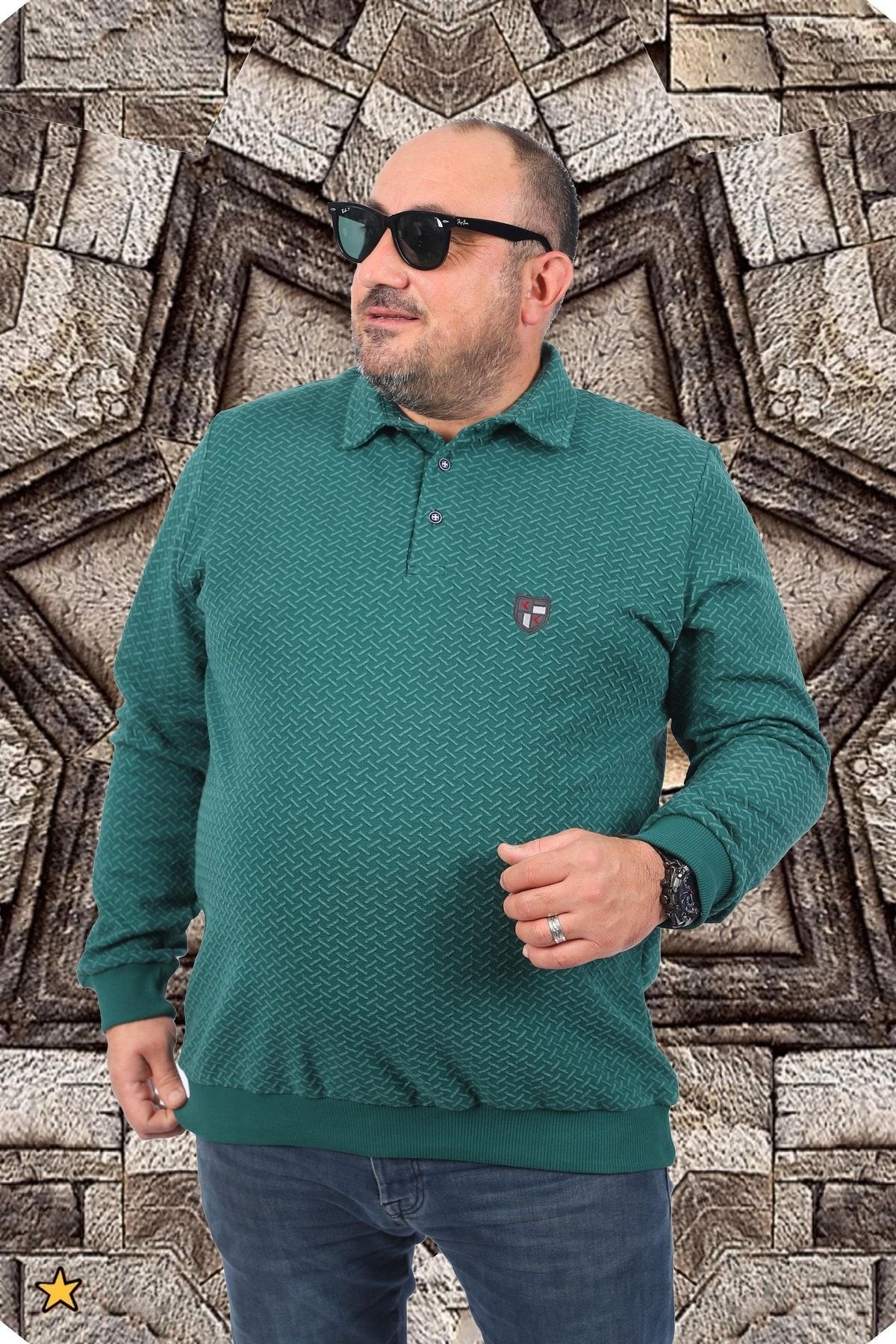 Starbattal-Μεγάλο μέγεθος Polo Collar Sweat Impact Mc 22717-neftı 1