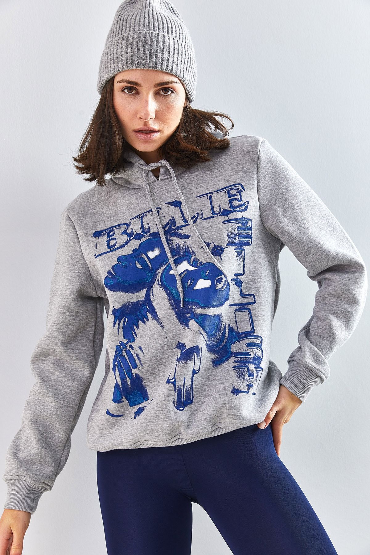 Bianco Lucci Sweatshirt Grau Oversized