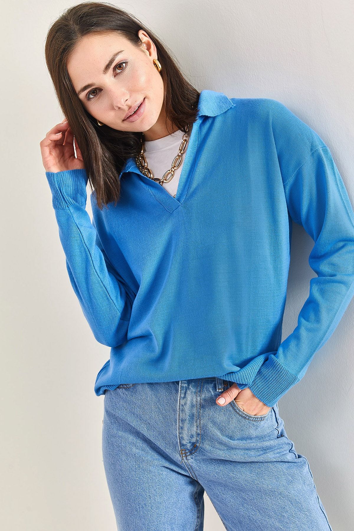Bianco Lucci Bluse Beige Relaxed Fit