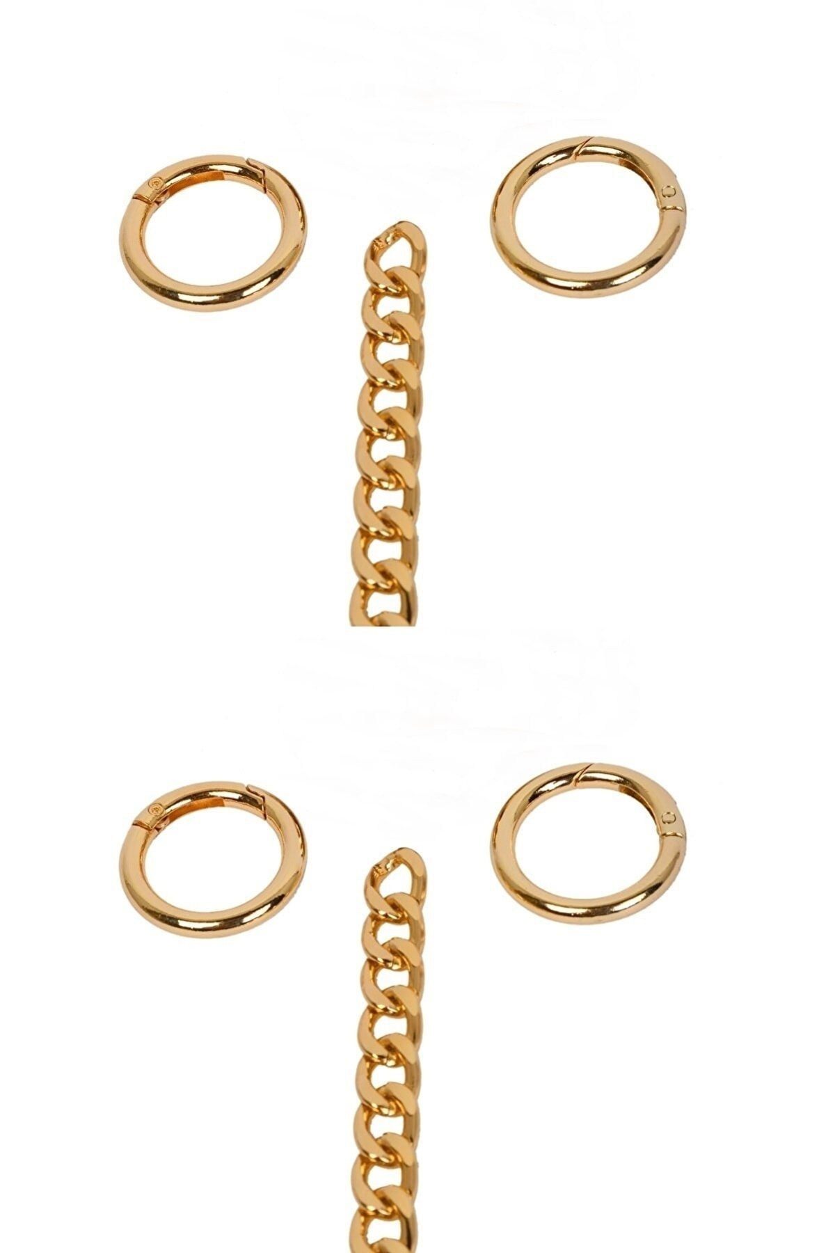 Gold Color Bag Chain Set with Spring Ring Length : 110 Cm Ring : 2.5 Cm (Set of 2)