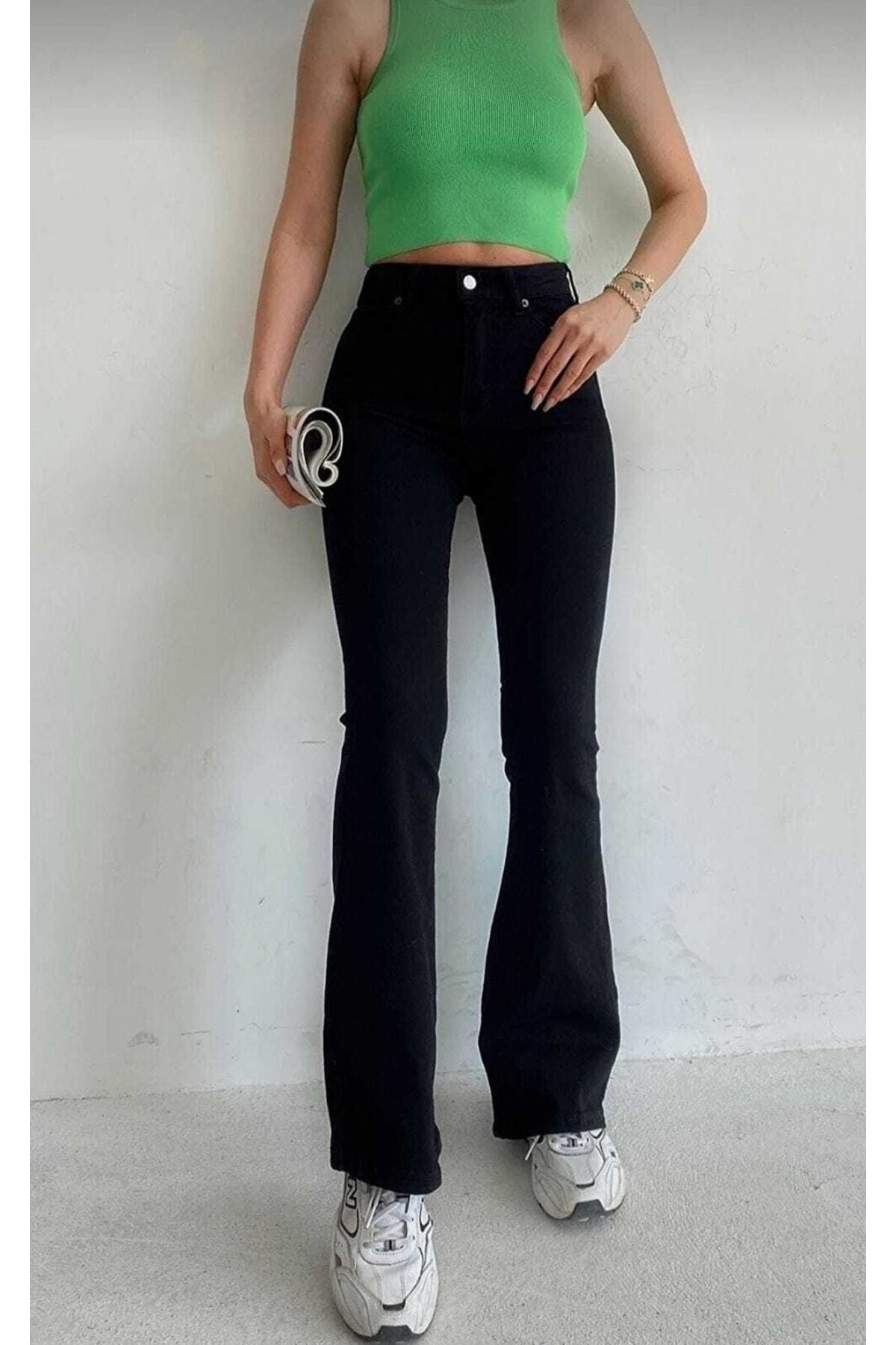 Ramrod-Schwarze Meva-2-Jeans mit ausgestelltem Bein, lichtecht und hoher Taille 4