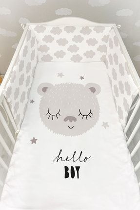 Bebek Başucu Koruyucu Ve Baskılı Çarşaflı Uyku Seti - Pure Baby Serisi ETBUK001PB039