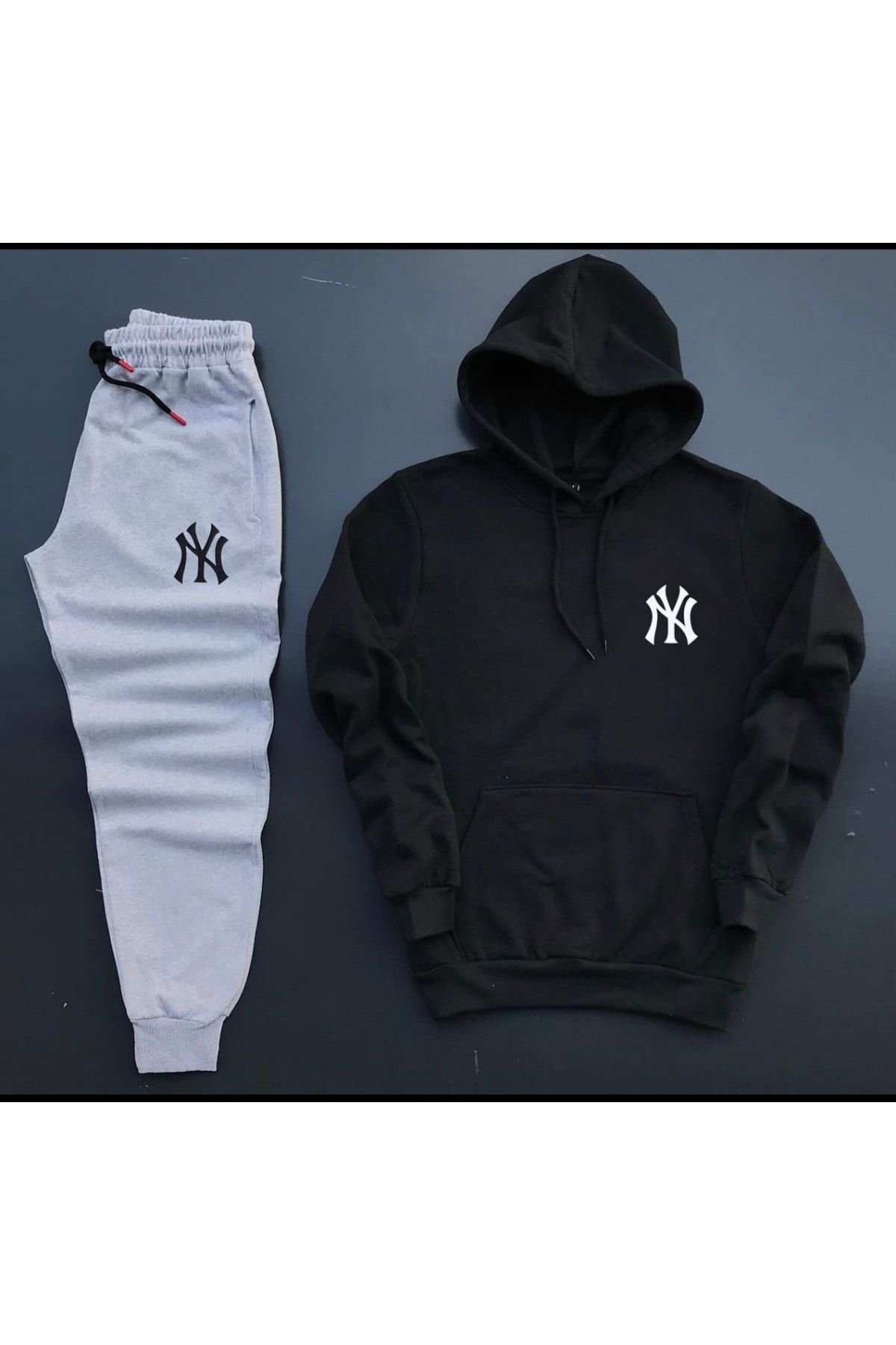 NewCabin New Season Unisex Ny Printed Black Cotton Hoodie Gray