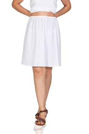 Jüpon Şile Bezi Mini Pamuk Kısa Etek Astarı Diz Boyu Kadın Jipon Beyaz Byz 130.06