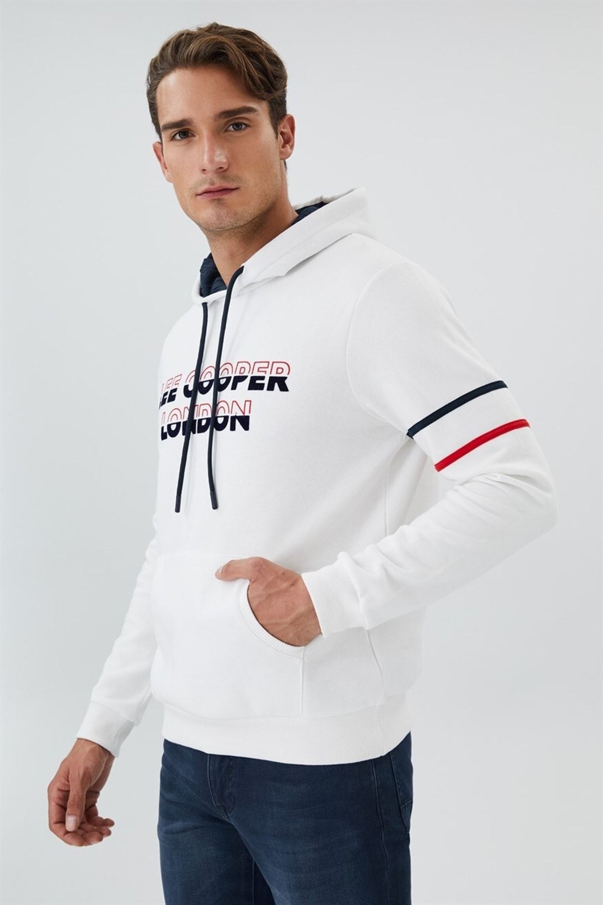 سویشرت سفید مردانه کتانی آتل اورجینال Lee Cooper