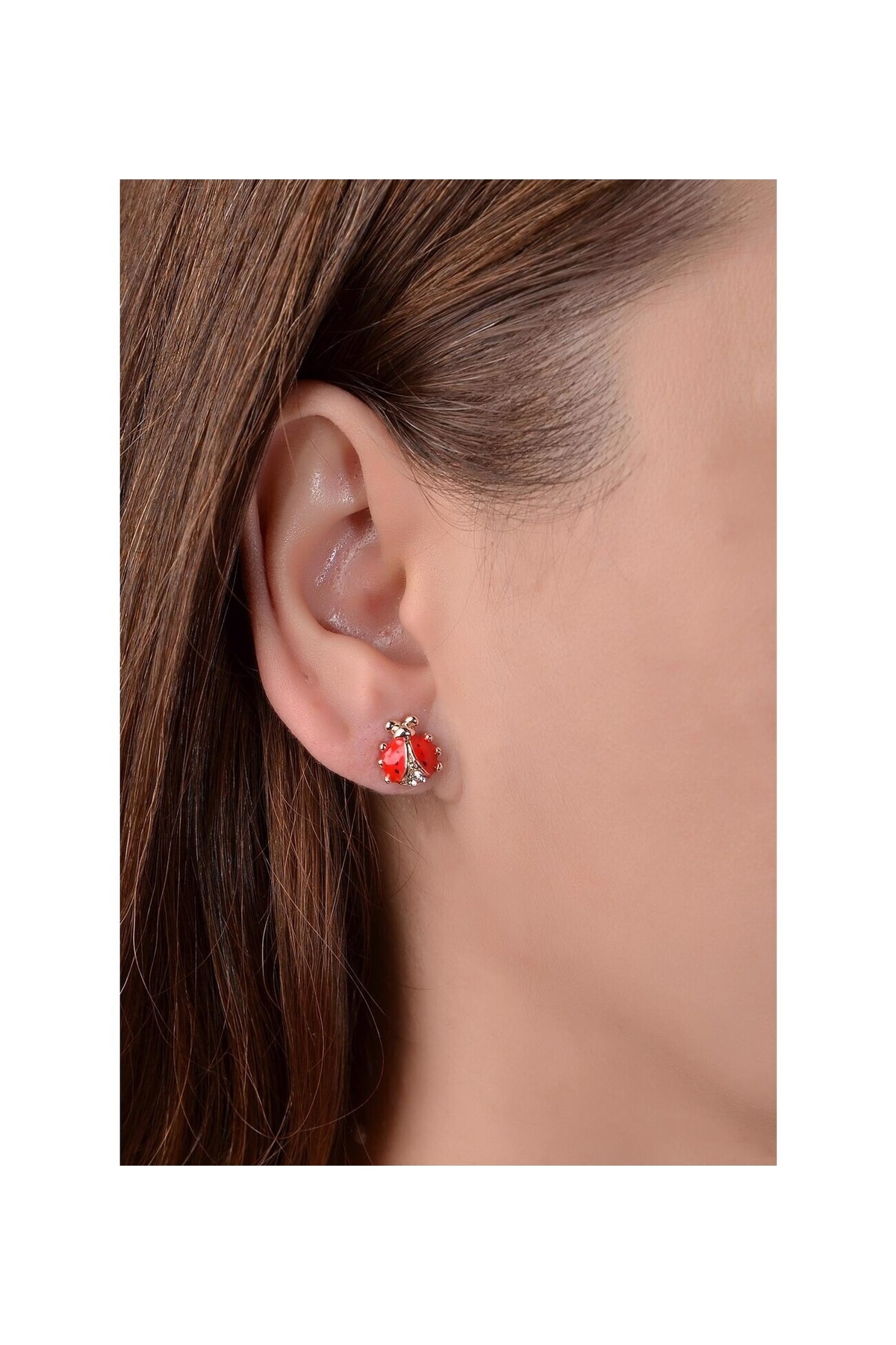 Ladybug Small Enamel Earrings